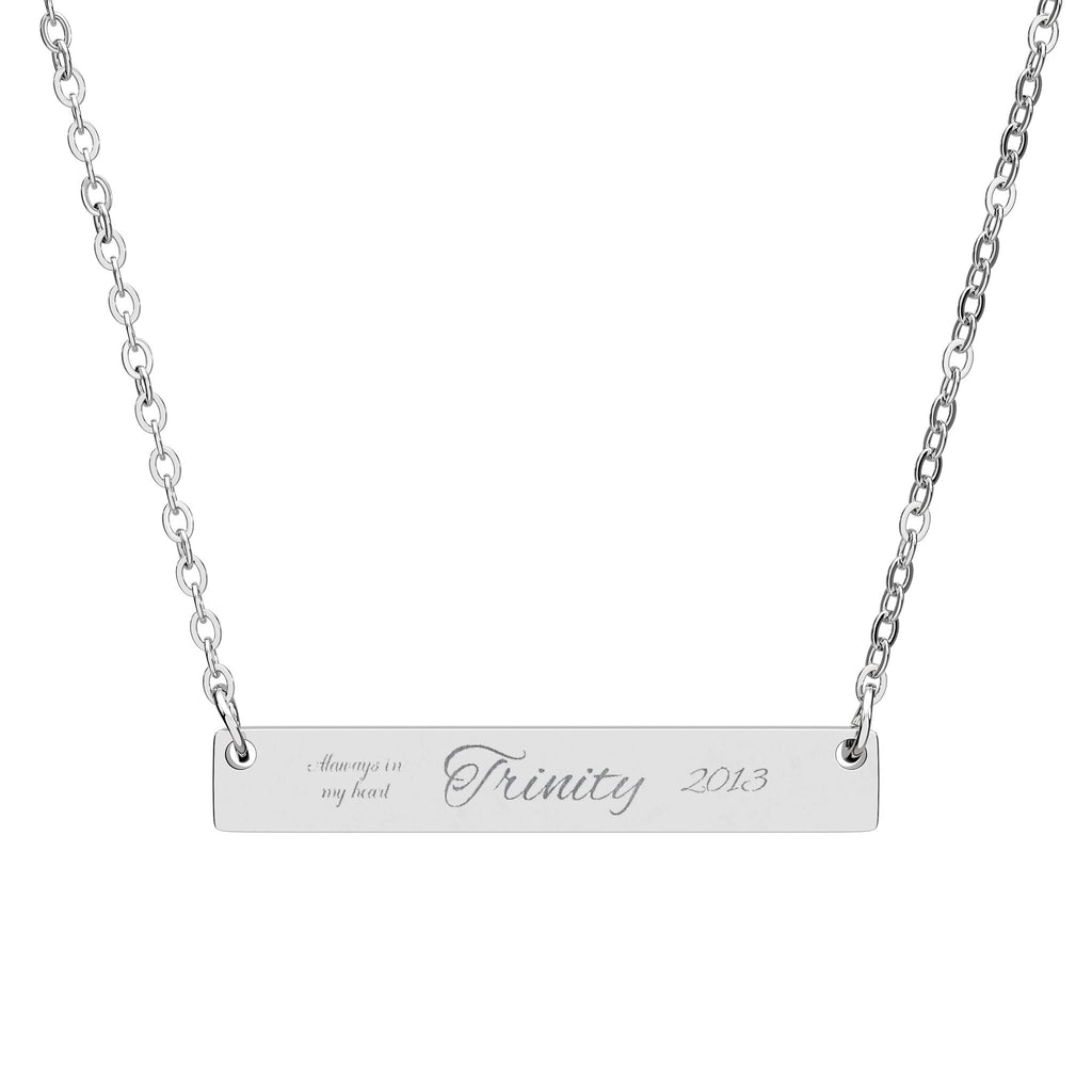 Custom Engraved Horizontal Bar Necklace — Personalized Name Pendant