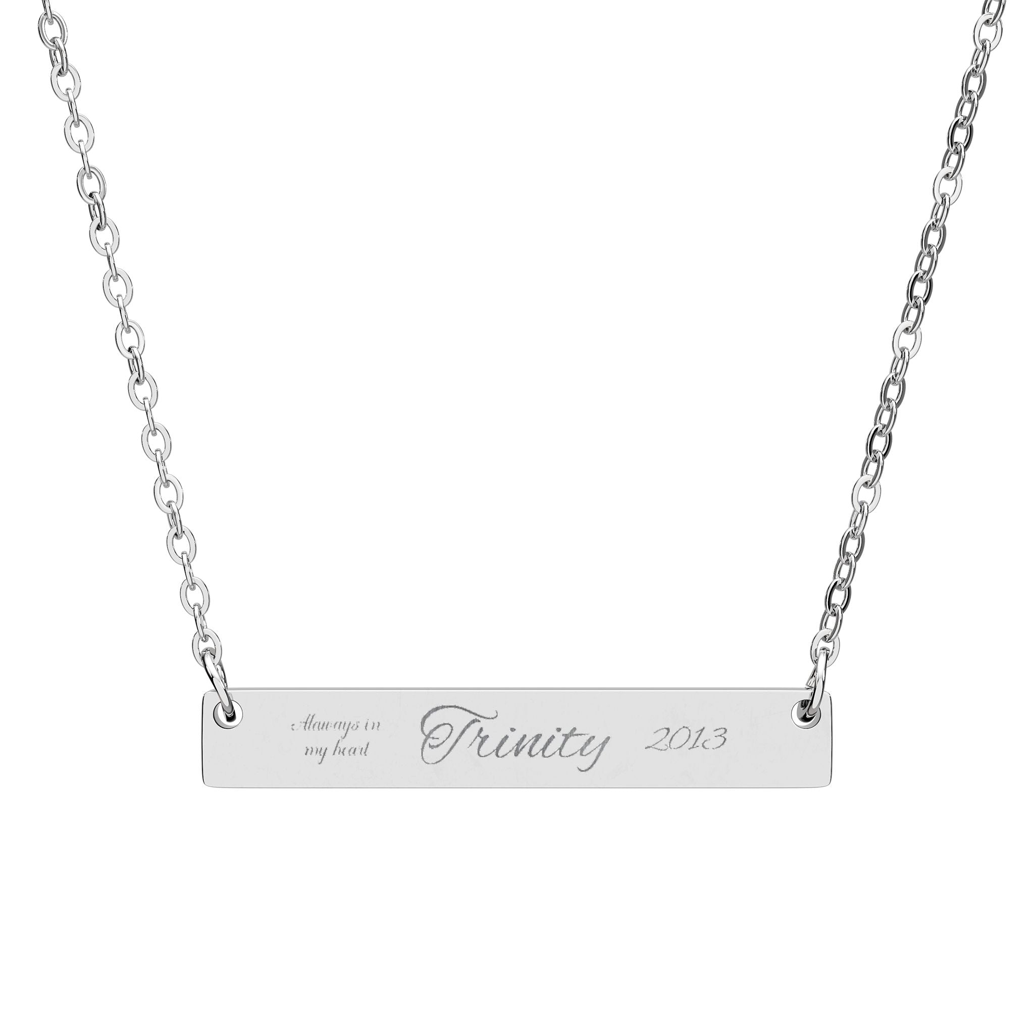 Custom Engraved Horizontal Bar Necklace — Personalized Name Pendant