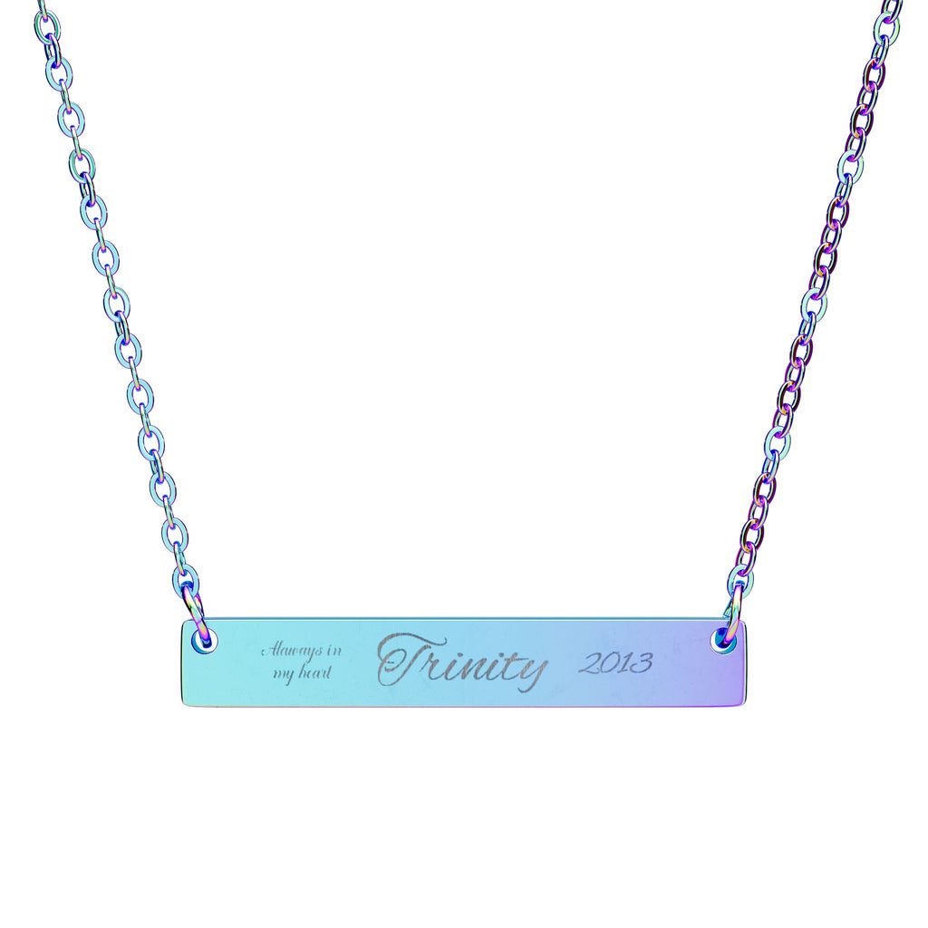 Custom Engraved Horizontal Bar Necklace — Personalized Name Pendant