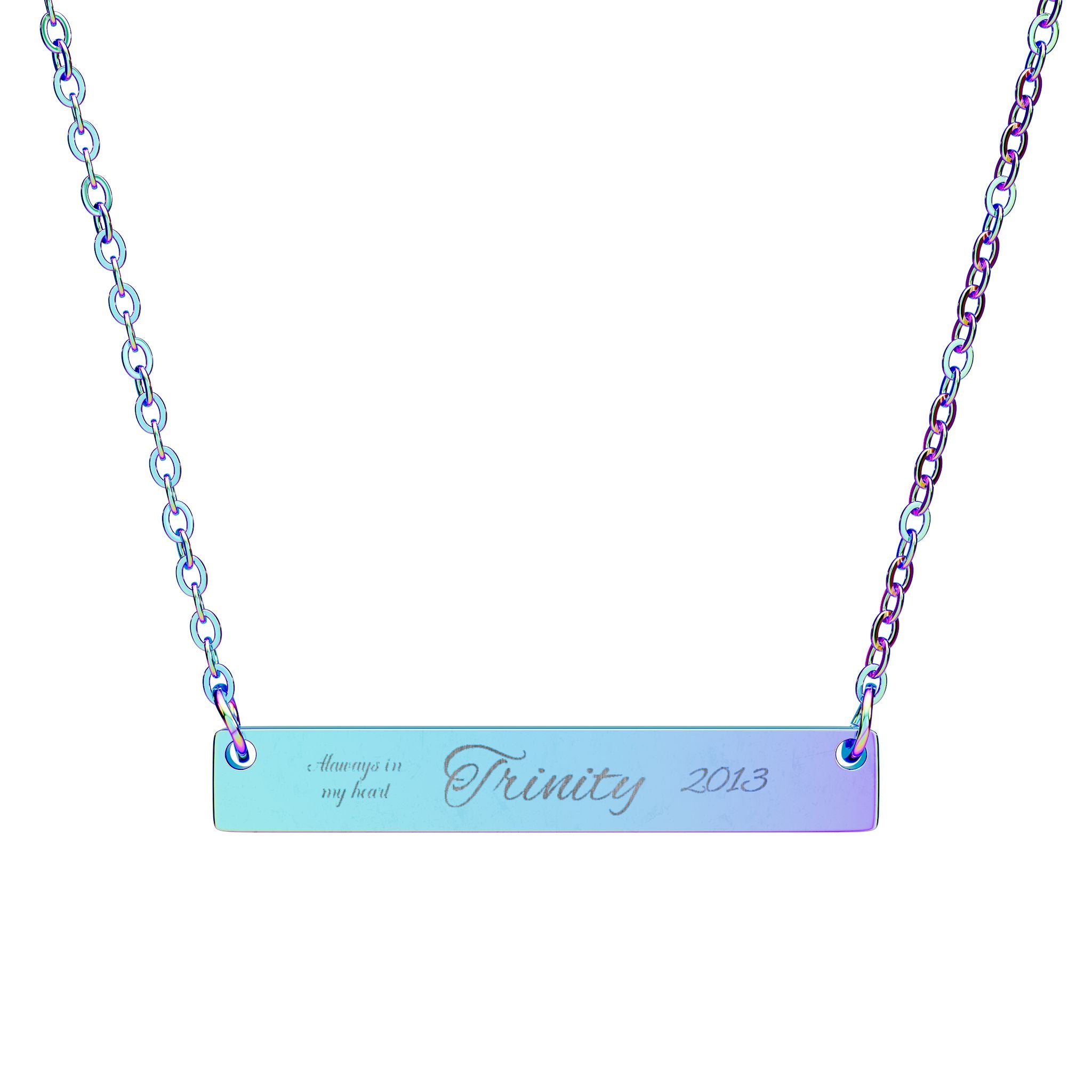 Custom Engraved Horizontal Bar Necklace — Personalized Name Pendant