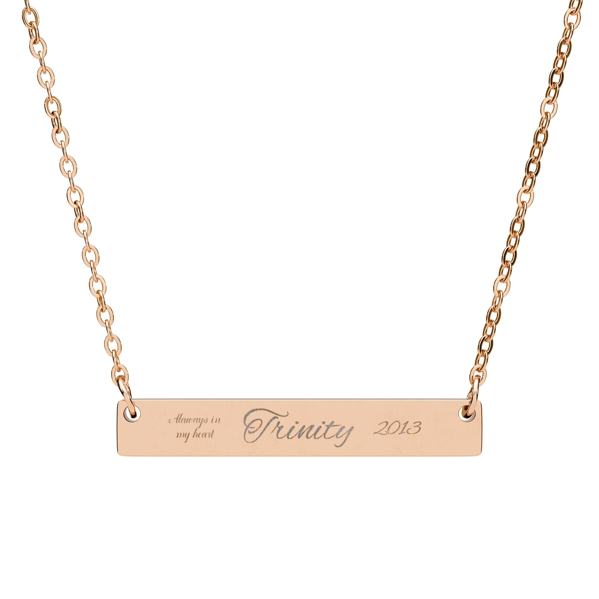 Custom Engraved Horizontal Bar Necklace — Personalized Name Pendant