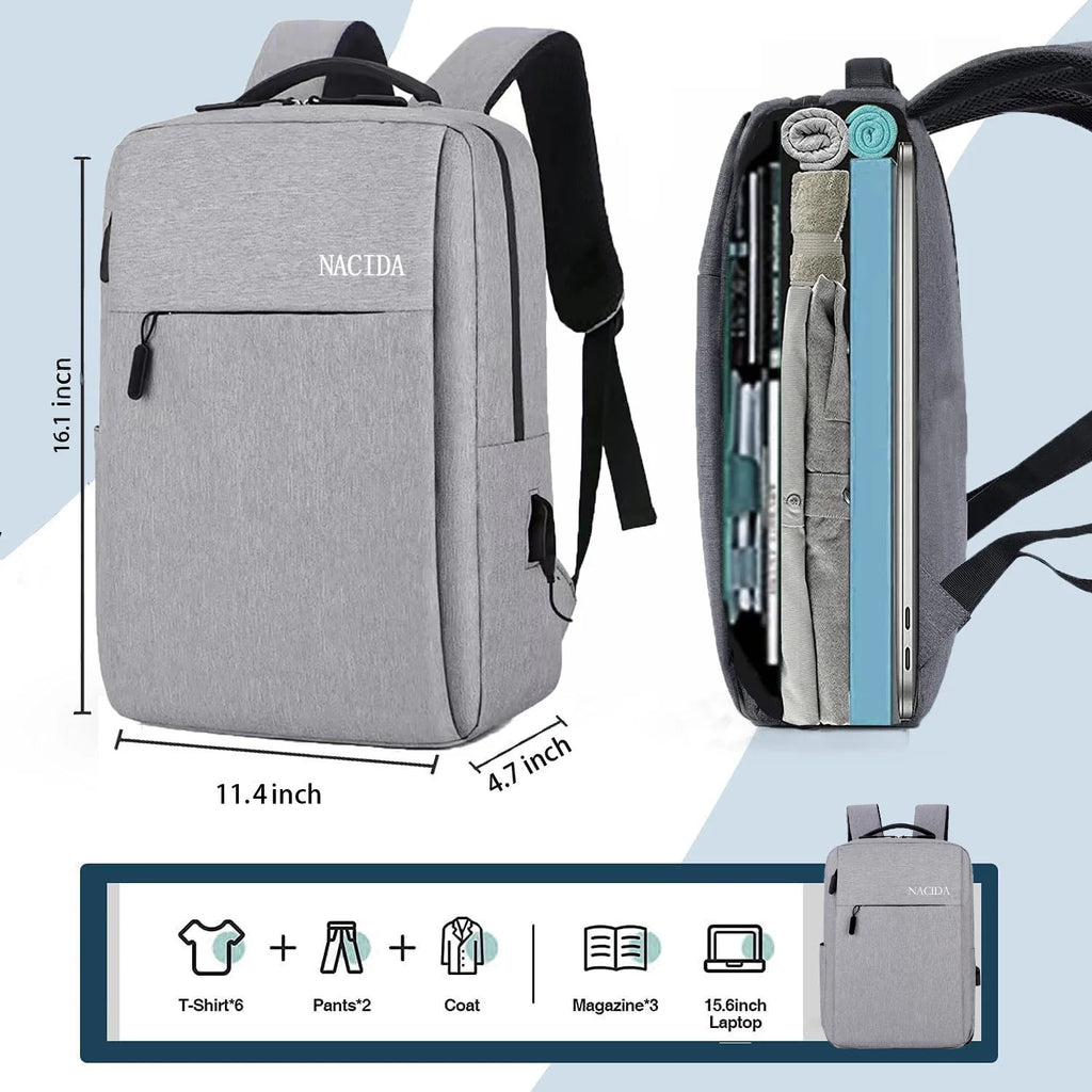 Mens Womens Laptop Backpack 15.6 Inch Travel Backpack Waterproof Computer Backpack Business College Backpack Bookbag, Gray