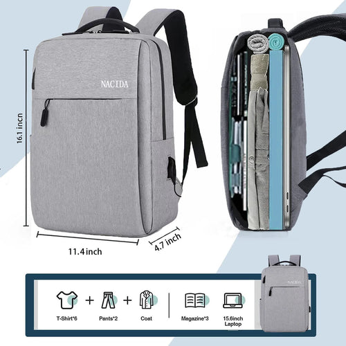 Mens Womens Laptop Backpack 15.6 Inch Travel Backpack Waterproof Computer Backpack Business College Backpack Bookbag, Gray