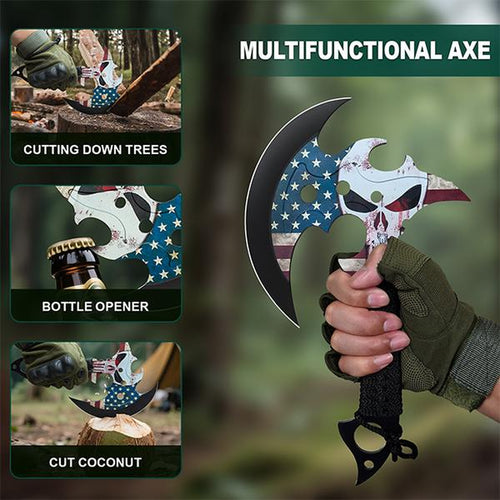 Outdoor 13" Camping Hatchet,Multi Functional Shock-Absorbing Hand Pattern Axe,Mountaineering Campfires Self Defense Portable Carrying Gift for Friend,Family,13",1Lb