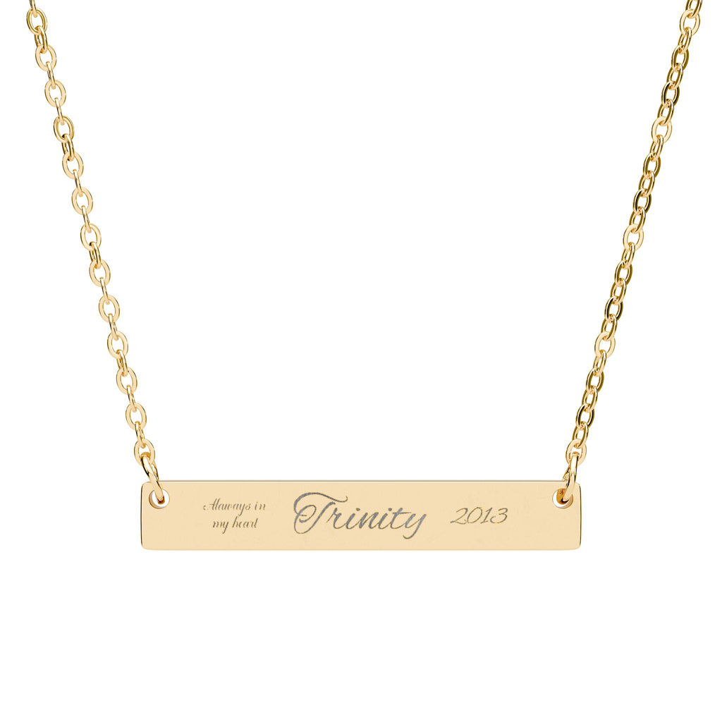 Custom Engraved Horizontal Bar Necklace — Personalized Name Pendant