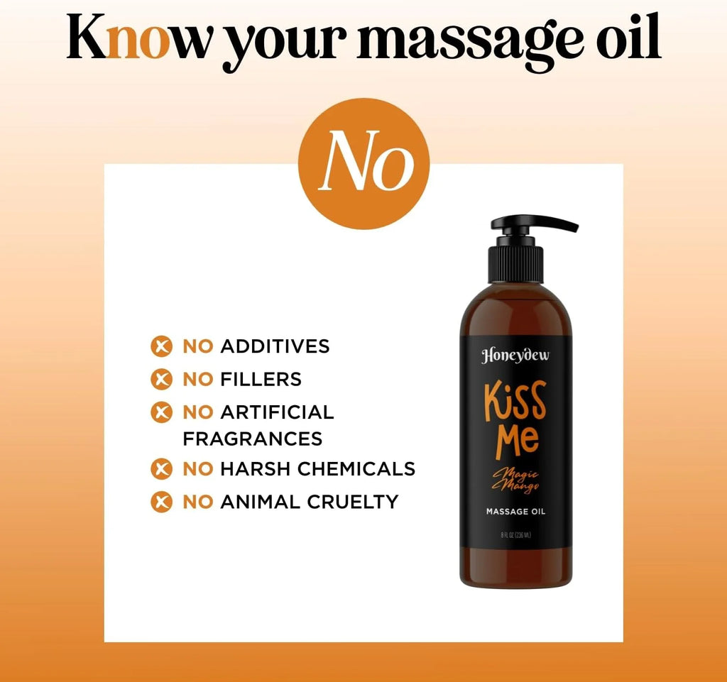 Mango Sensual Massage Oil for Couples - Alluring Tropical Full Body Massage Oil for Date Night and Nourishing Body Moisturizer with Sweet Almond - Vegan Non Staining Non Greasy Smooth Gliding Formula