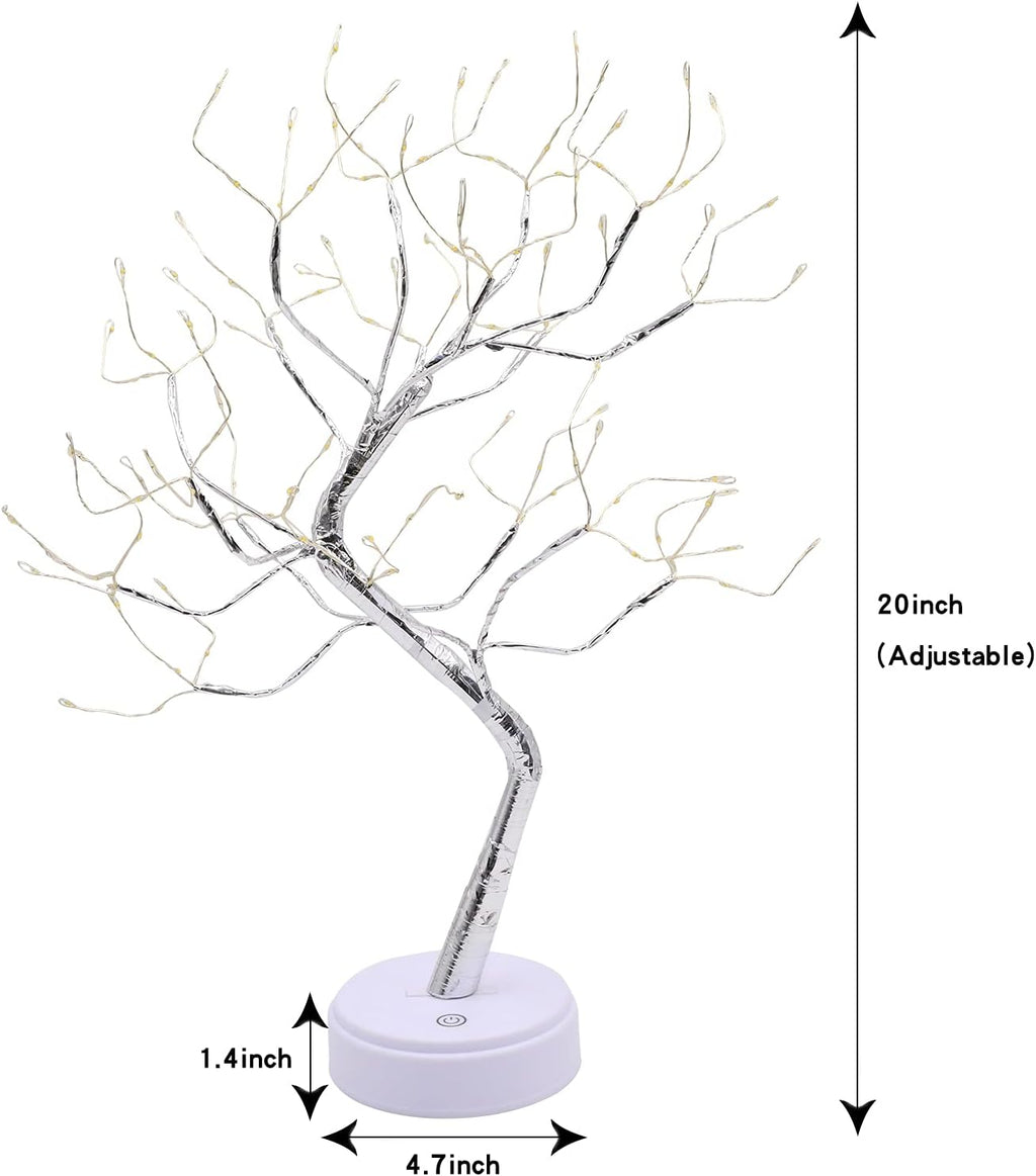 Tabletop Bonsai Tree Lights, DIY LED Artificial Tree Lamp,Battery/Usb Operated Night Light for Room Decor, Home Decor,Bedroom, Wedding, (Twinkle Flash,108Led Sliver)