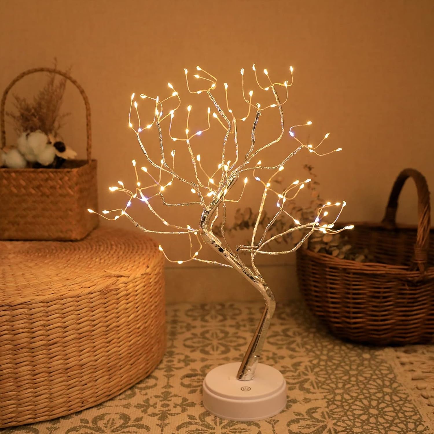 Tabletop Bonsai Tree Lights, DIY LED Artificial Tree Lamp,Battery/Usb Operated Night Light for Room Decor, Home Decor,Bedroom, Wedding, (Twinkle Flash,108Led Sliver)