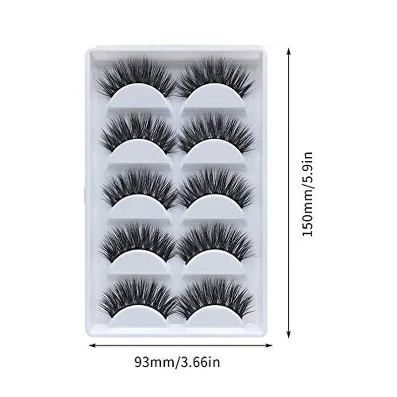 3D False Eyelashes, 5 Pairs Faux Mink Fake Eyelashes Handmade Thick Nature Fluffy Long Lashes Reusable for Makeup