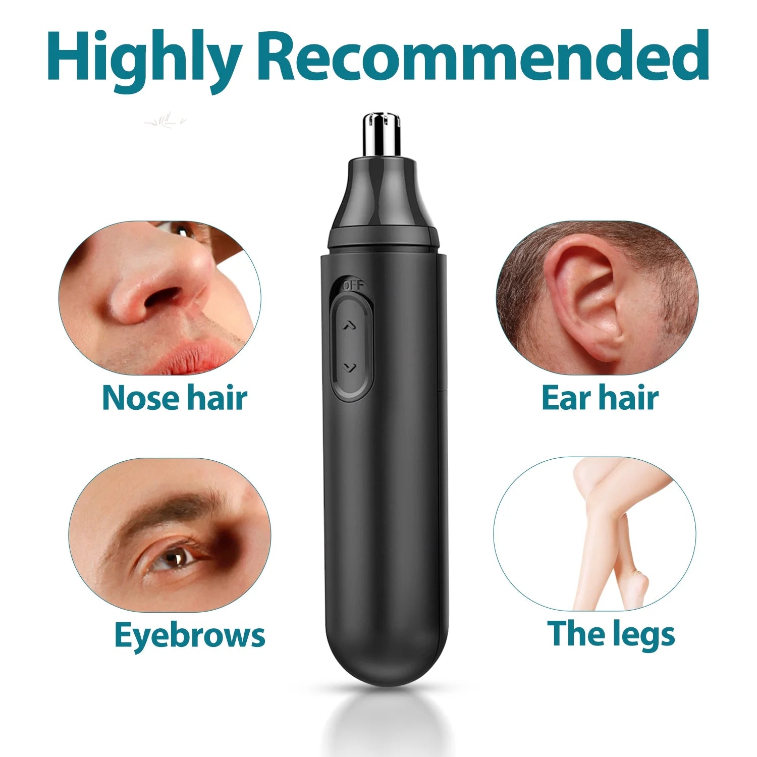 Nose Hair Trimmer, Professional Painless Nose Ear Eyebrow Facial Hair Trimmer for Men Women, Multifunctional Design Nose Hair Trimmer with Washable Removable Cutter Head, Safe and Effective