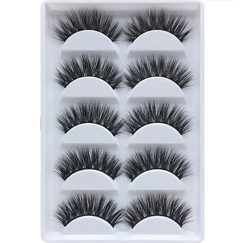 3D False Eyelashes, 5 Pairs Faux Mink Fake Eyelashes Handmade Thick Nature Fluffy Long Lashes Reusable for Makeup