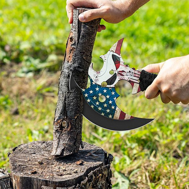 Outdoor 13" Camping Hatchet,Multi Functional Shock-Absorbing Hand Pattern Axe,Mountaineering Campfires Self Defense Portable Carrying Gift for Friend,Family,13",1Lb