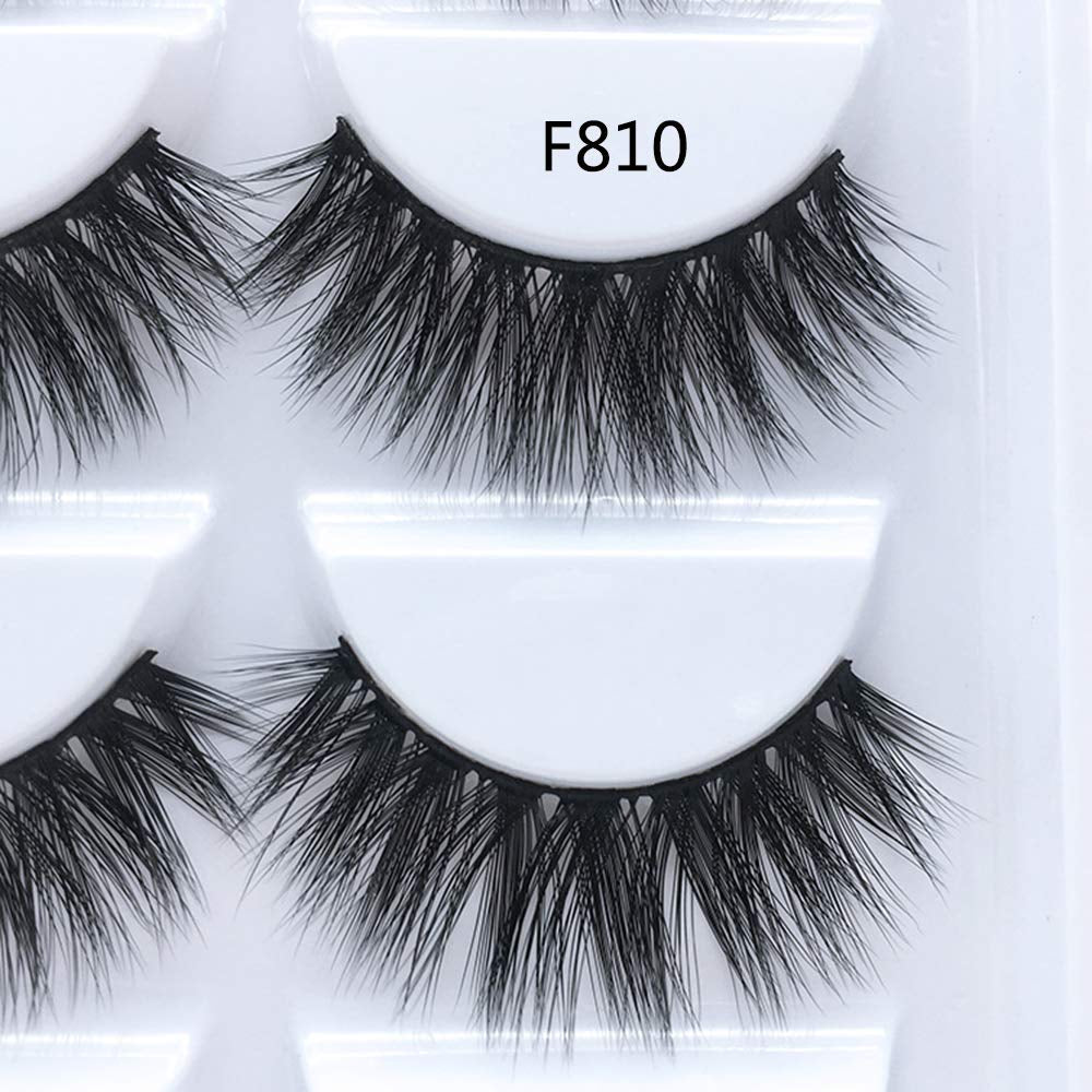 3D False Eyelashes, 5 Pairs Faux Mink Fake Eyelashes Handmade Thick Nature Fluffy Long Lashes Reusable for Makeup