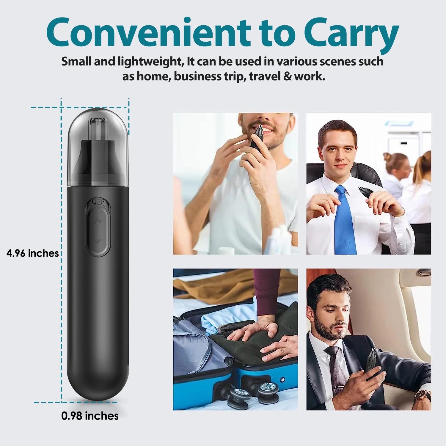 Nose Hair Trimmer, Professional Painless Nose Ear Eyebrow Facial Hair Trimmer for Men Women, Multifunctional Design Nose Hair Trimmer with Washable Removable Cutter Head, Safe and Effective