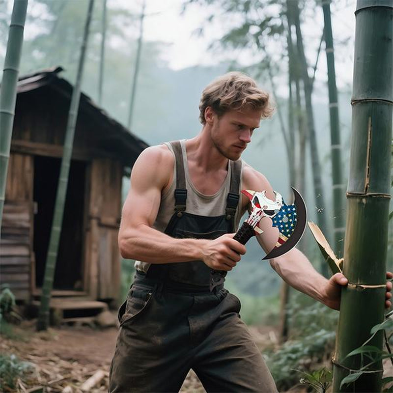 Outdoor 13" Camping Hatchet,Multi Functional Shock-Absorbing Hand Pattern Axe,Mountaineering Campfires Self Defense Portable Carrying Gift for Friend,Family,13",1Lb