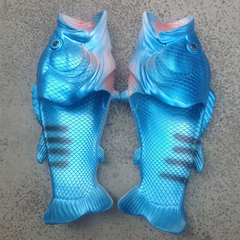 Funny Beach Slippers Unisex Men'S Summer Slides Designer Unicorn Fish Slippers Boys plus Size 31-47 Outdoor Flip Flops