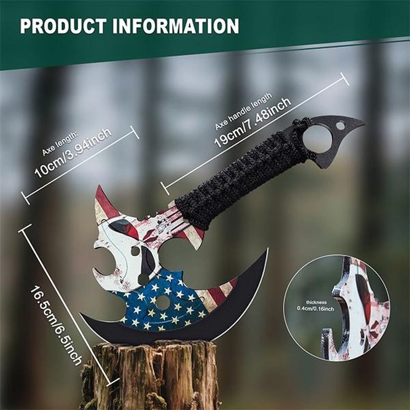 Outdoor 13" Camping Hatchet,Multi Functional Shock-Absorbing Hand Pattern Axe,Mountaineering Campfires Self Defense Portable Carrying Gift for Friend,Family,13",1Lb